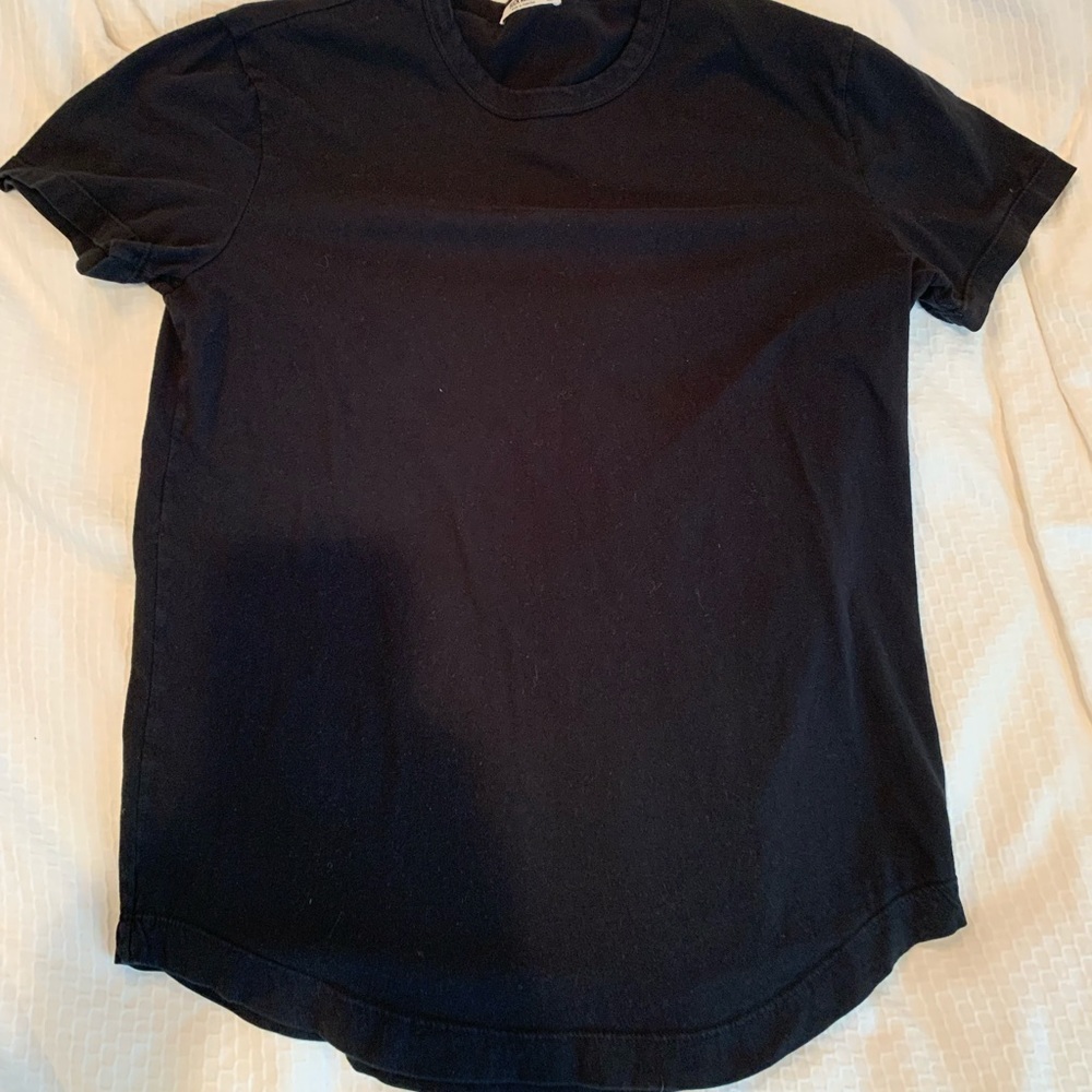 Buck Mason Pima Curved Hem Tee, Black